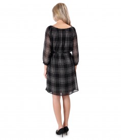 Rochie din voal in carouri cu cordon