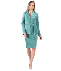 Costum dama office cu fusta si sacou din catifea raiata