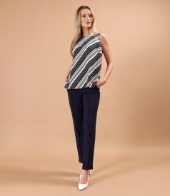 Pantaloni pana din stofa elastica