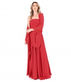 Rochie de seara lunga cu corset din voal uni