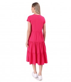 Rochie midi cu volane din viscoza usor creponata