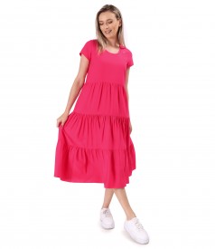 Rochie midi cu volane din viscoza usor creponata