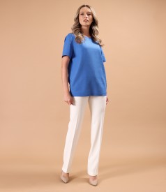Pantaloni drepti din stofa elastica
