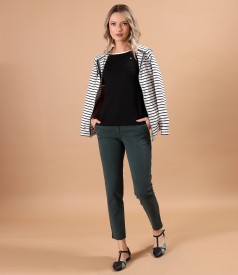 Hanorac din jerse elastic imprimat cu dungi