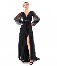 Rochie lunga de seara din voal uni