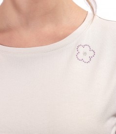 Bluza din jerse elastic uni cu maneci scurte