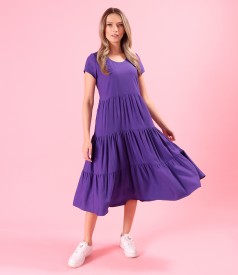 Rochie midi cu volane din viscoza usor creponata