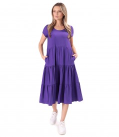 Rochie midi cu volane din viscoza usor creponata