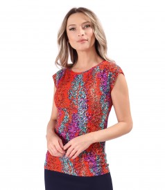 Bluza din jerse elastic imprimat digital