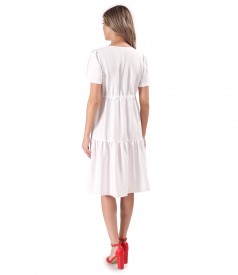 Rochie cu volane din viscoza incretita cu snur in talie