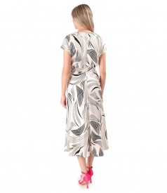 Rochie midi din satin de viscoza cu cordon in talie