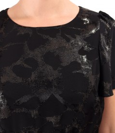 Rochie de seara midi din viscoza cu fir metalic
