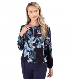 Bluza lejera din viscoza imprimata cu motive florale
