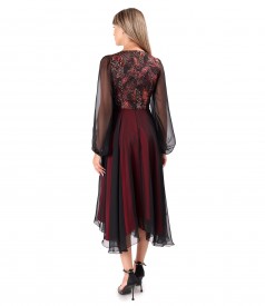 Rochie de seara midi cu bust din brocard cu fir metalic