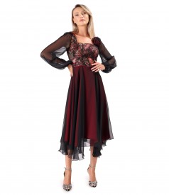 Rochie de seara midi cu bust din brocard cu fir metalic