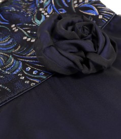 Rochie de seara midi cu bust din brocard cu fir metalic