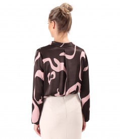 Bluza eleganta din viscoza satinata imprimata