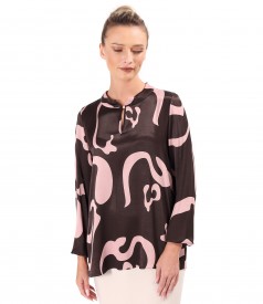 Bluza eleganta din viscoza satinata imprimata
